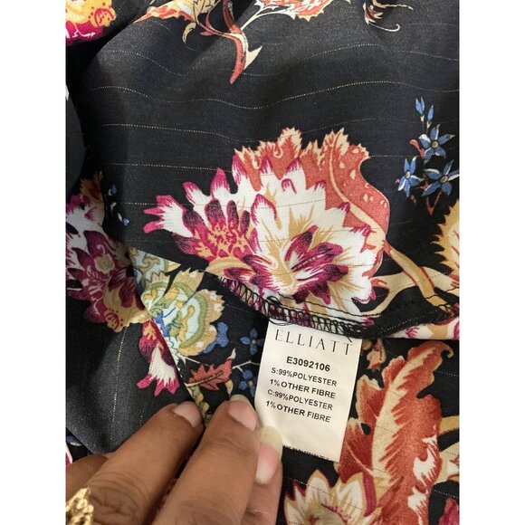 ELLIATT Floral Independence Mini Shirt Dress in Black Multi size Xsmall - Picture 7 of 15